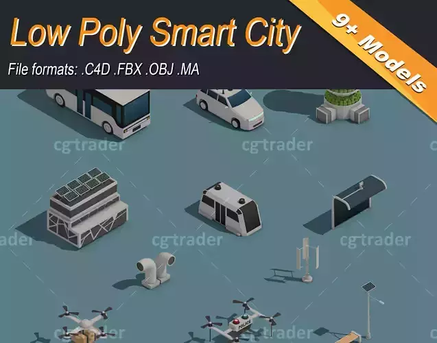 Low Poly Smart City Isometric Icon Low-poly 3D model