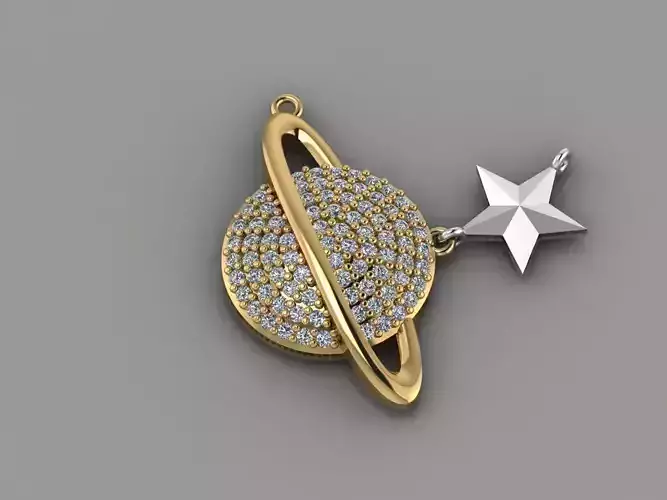   GC GOLD   H018-Star Diamond Gold necklace 3D print model