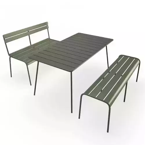 Luxembourg Metallic Benches and Table Fermob