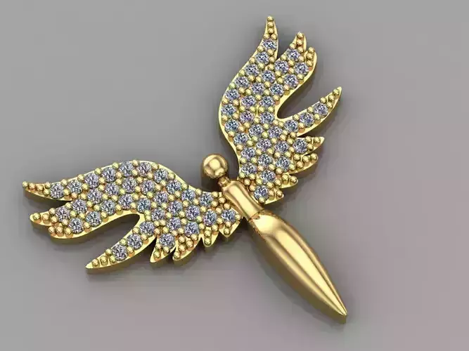     GC GOLD H020-DRAGONFLY Diamond Gold necklace 3D print model