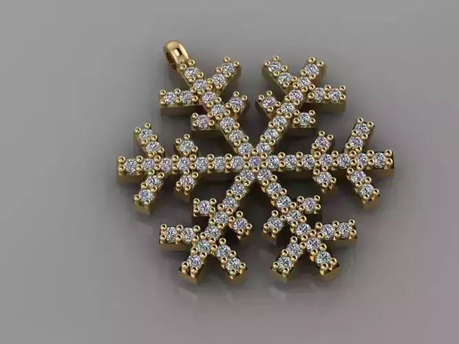    GC GOLD H021-  Snowflake  Diamond Gold necklace 3D print model