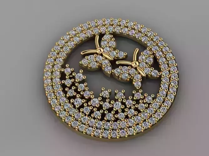     GC GOLD H023-Butterfly  Diamond Gold necklace 3D print model