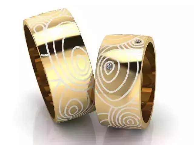 Wedding rings with enamel 4 3D print model