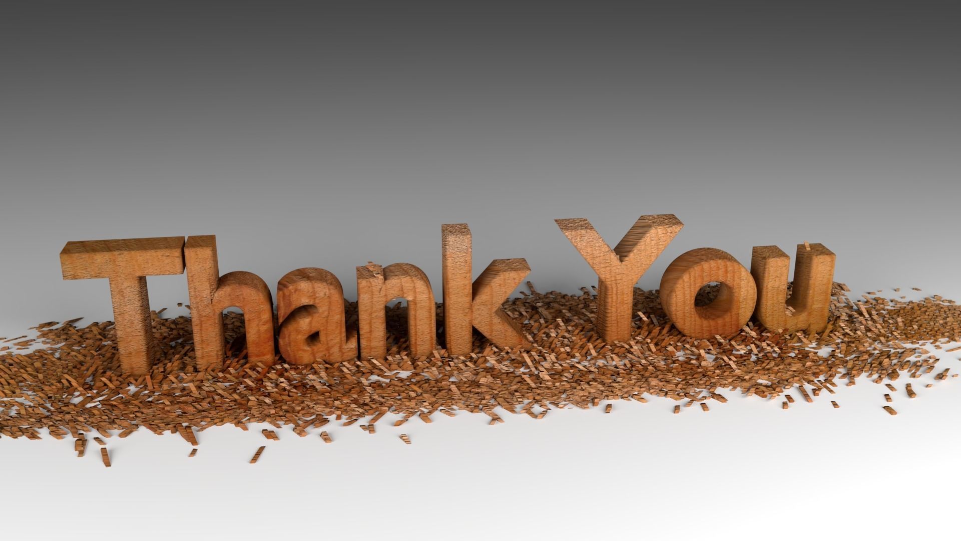 Wood Chipping Thank You Text Animation 3D model_3