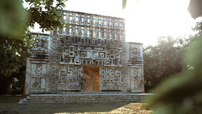 Mayan Building Hochob Low Poly PBR Low-poly 3D model