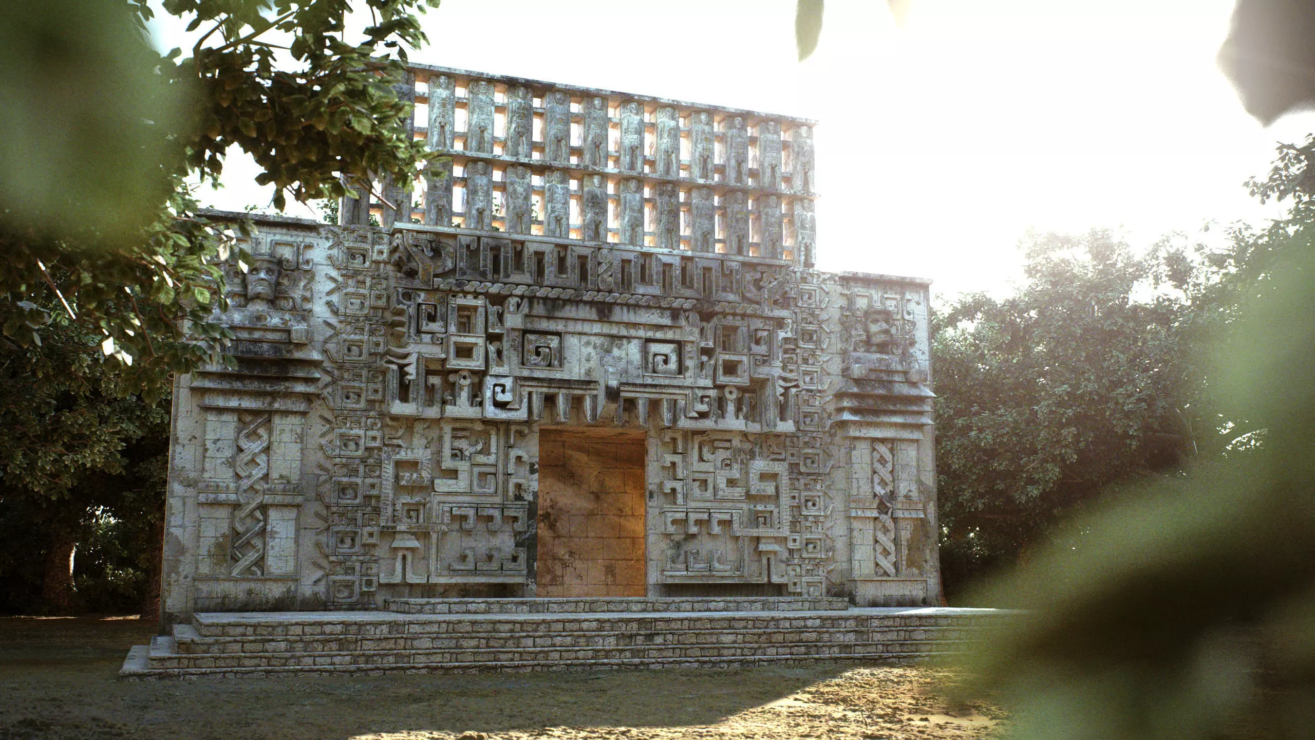 Mayan Building Hochob Low Poly PBR Low-poly 3D model_0