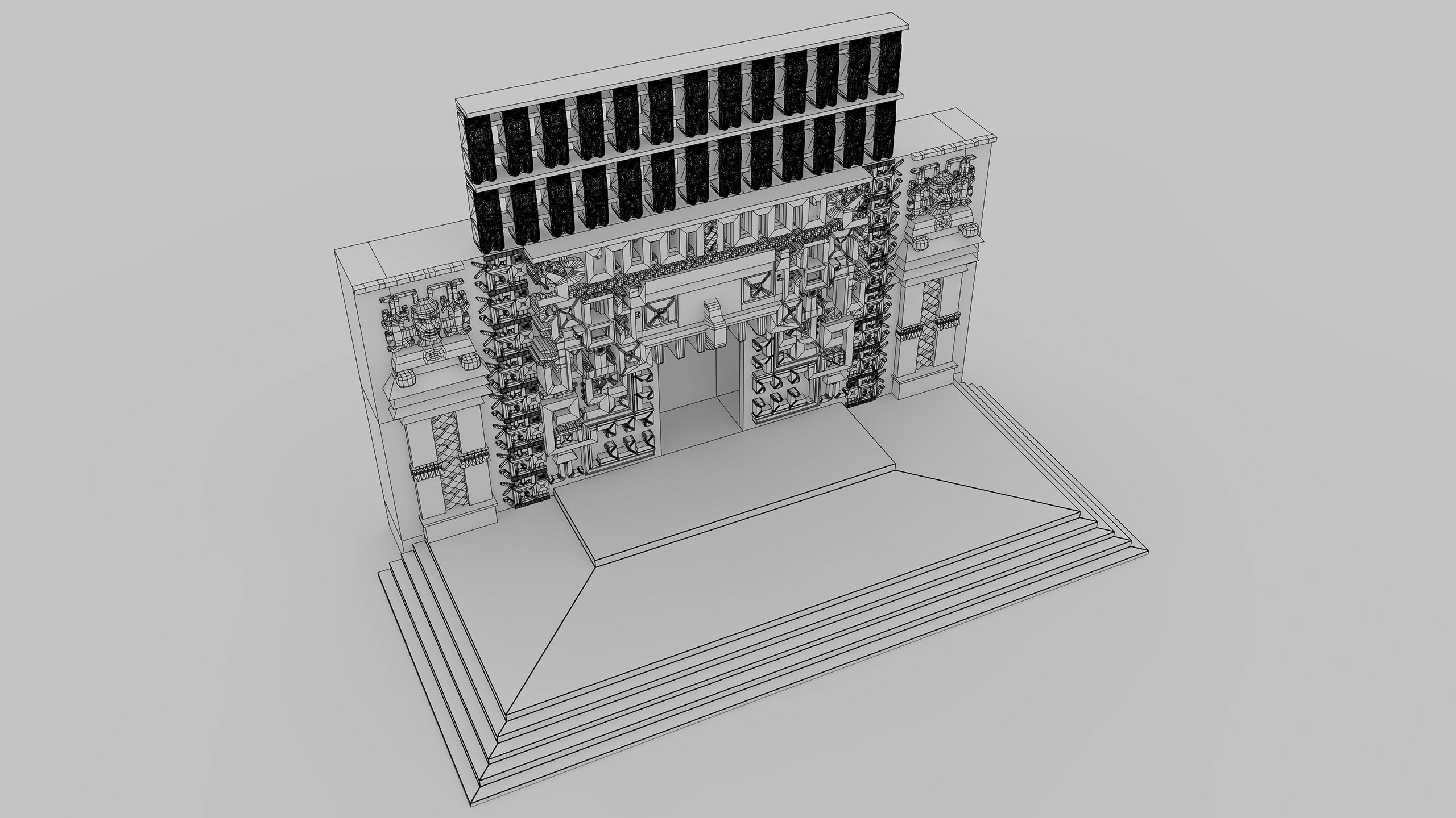 Mayan Building Hochob Low Poly PBR Low-poly 3D model_9