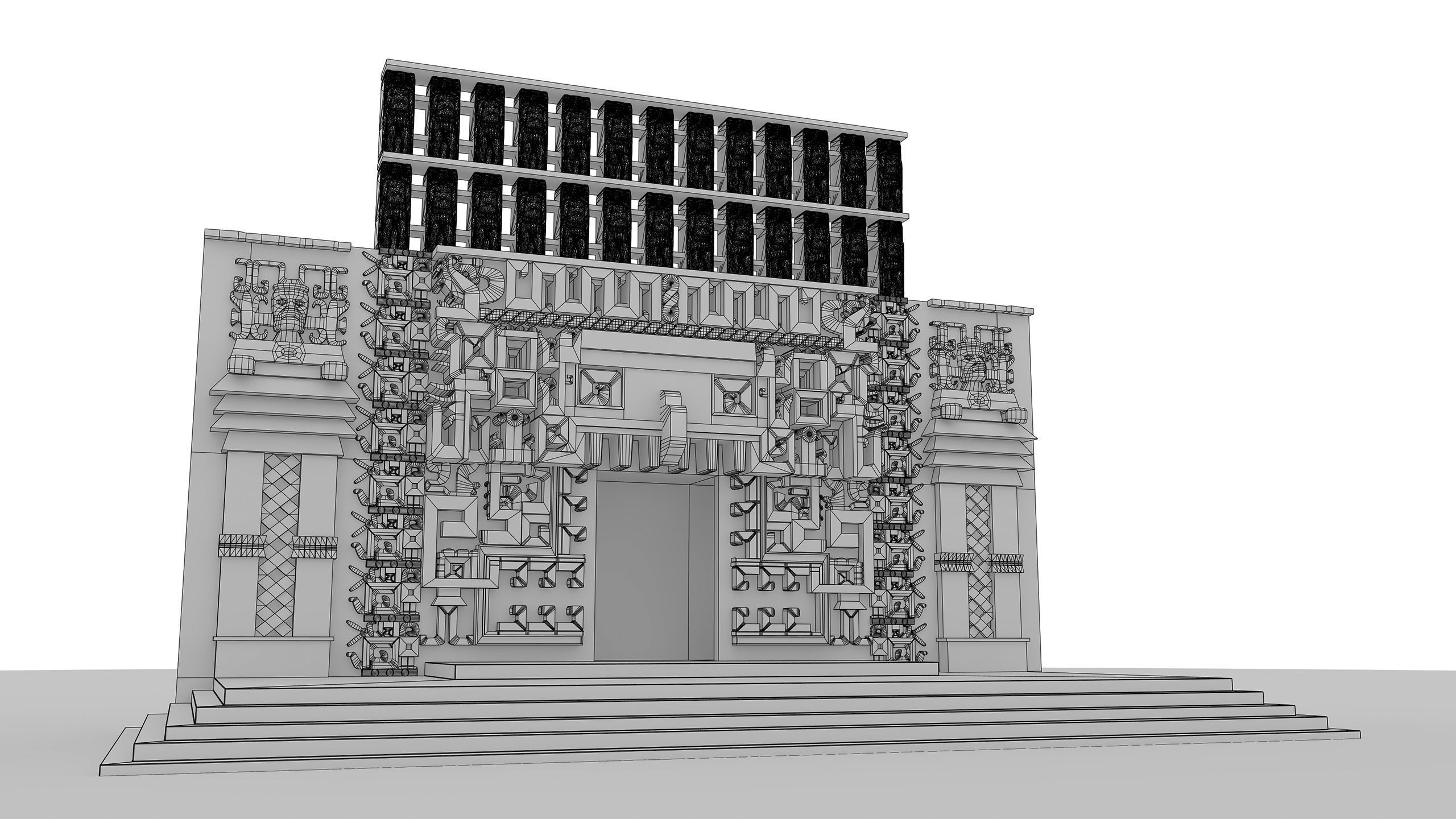 Mayan Building Hochob Low Poly PBR Low-poly 3D model_7