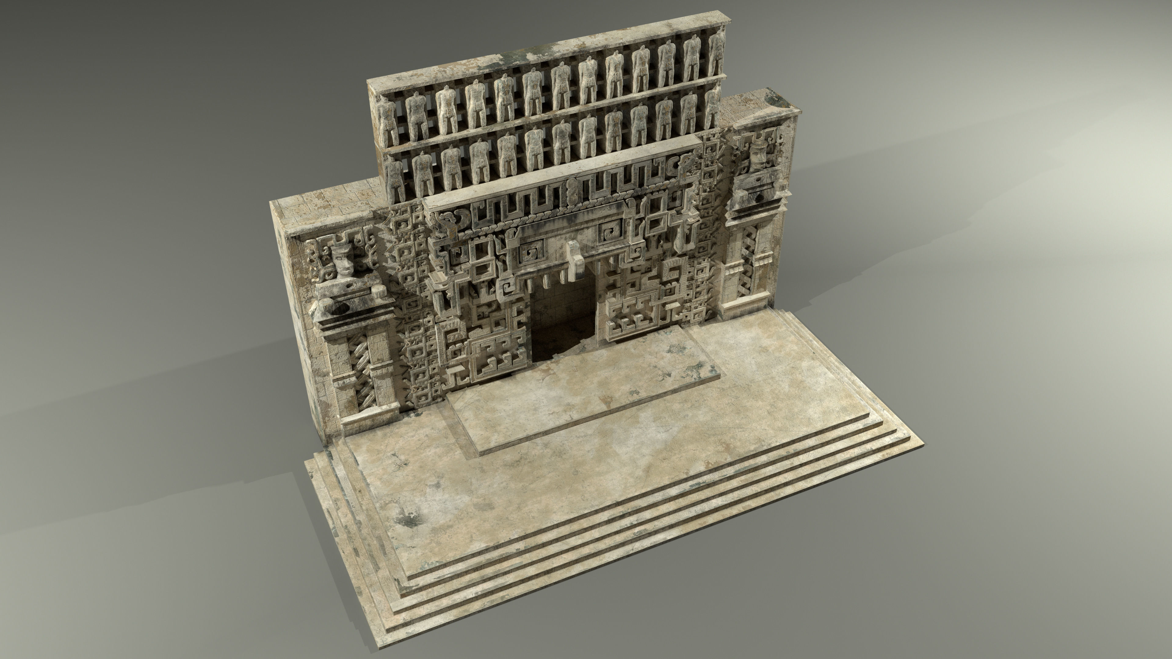 Mayan Building Hochob Low Poly PBR Low-poly 3D model_3