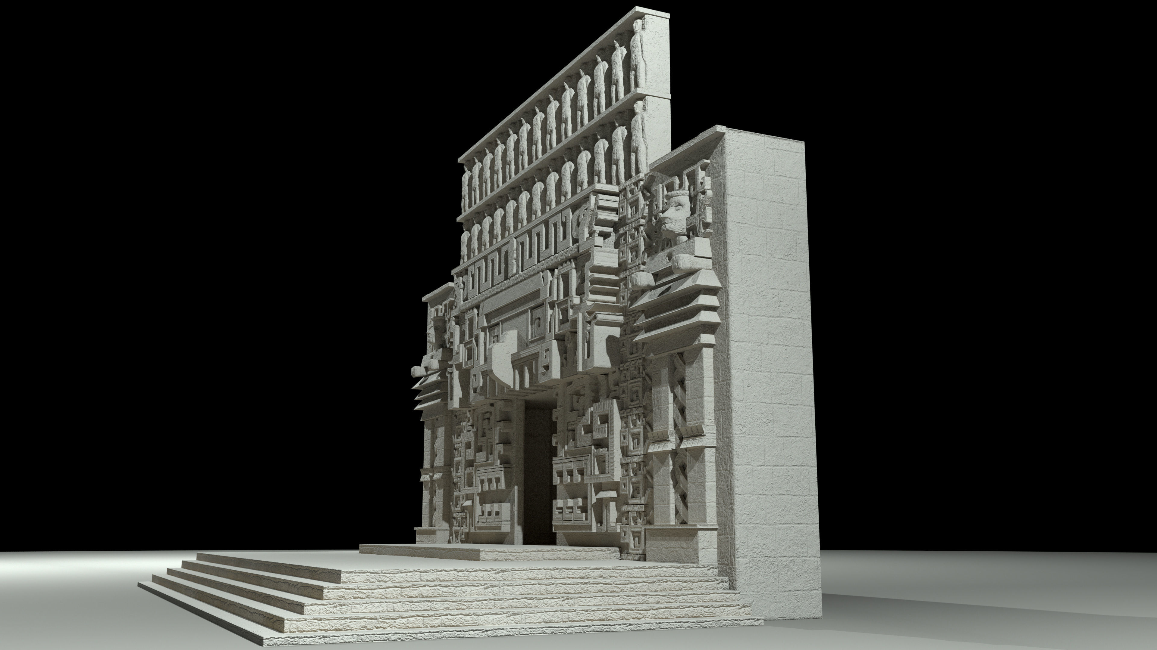 Mayan Building Hochob Low Poly PBR Low-poly 3D model_5
