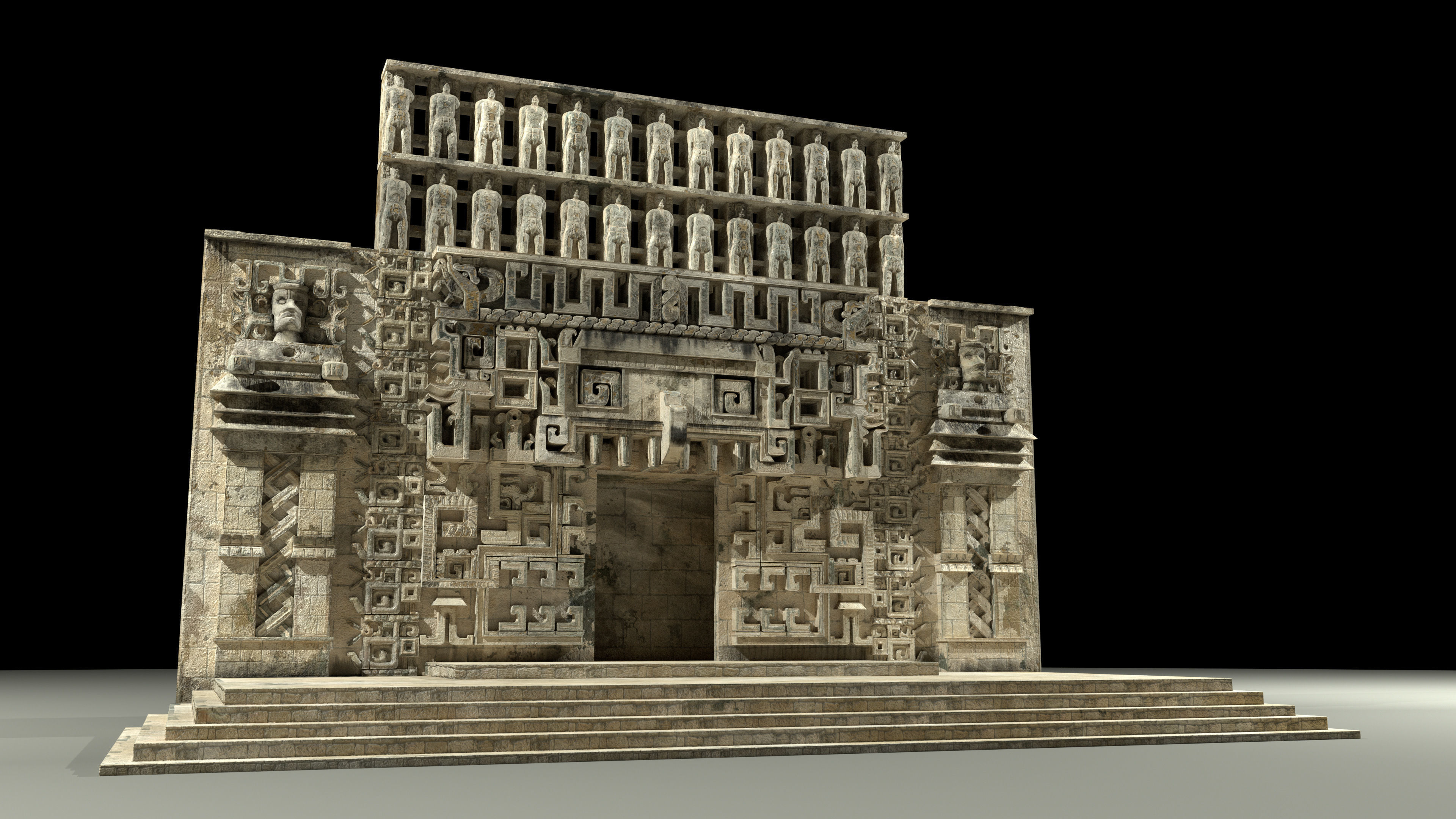 Mayan Building Hochob Low Poly PBR Low-poly 3D model_1