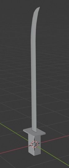 Curved sword Low-poly 3D model_1
