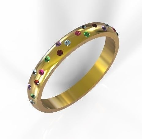 Cute ring with 1mm gems 3D print model