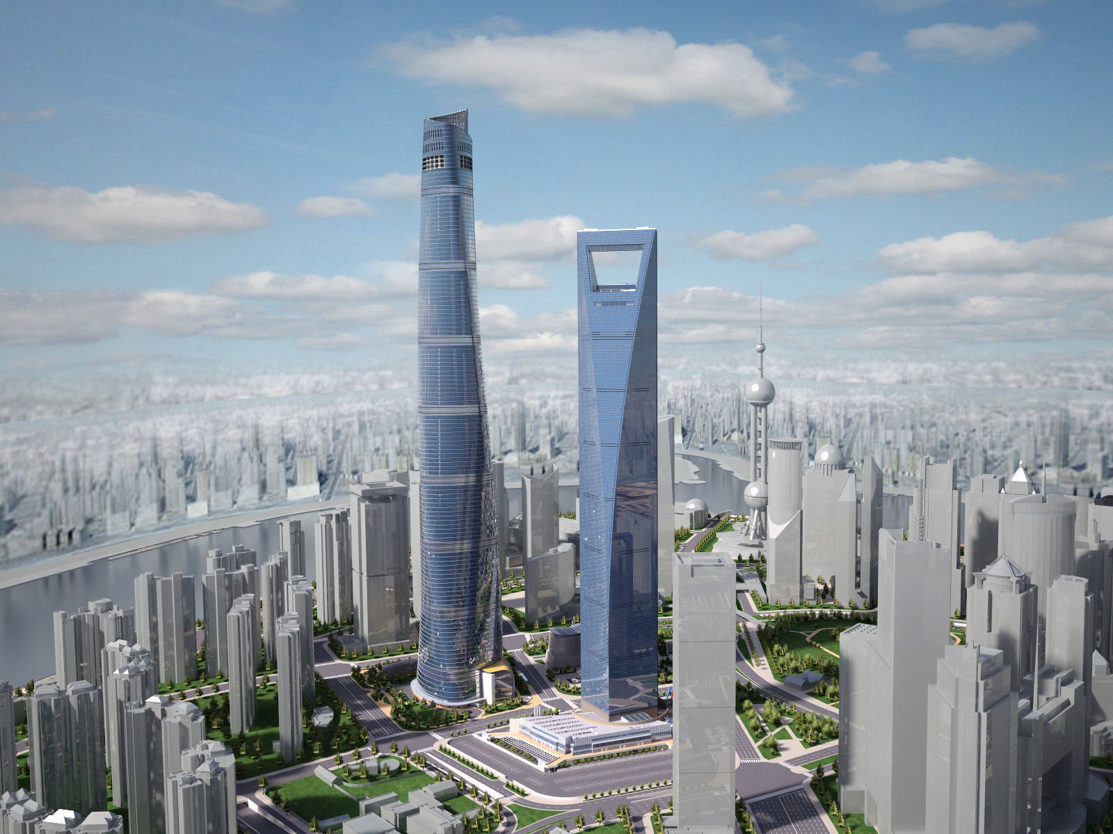 Shanghai Tower Downtown 3D model_2