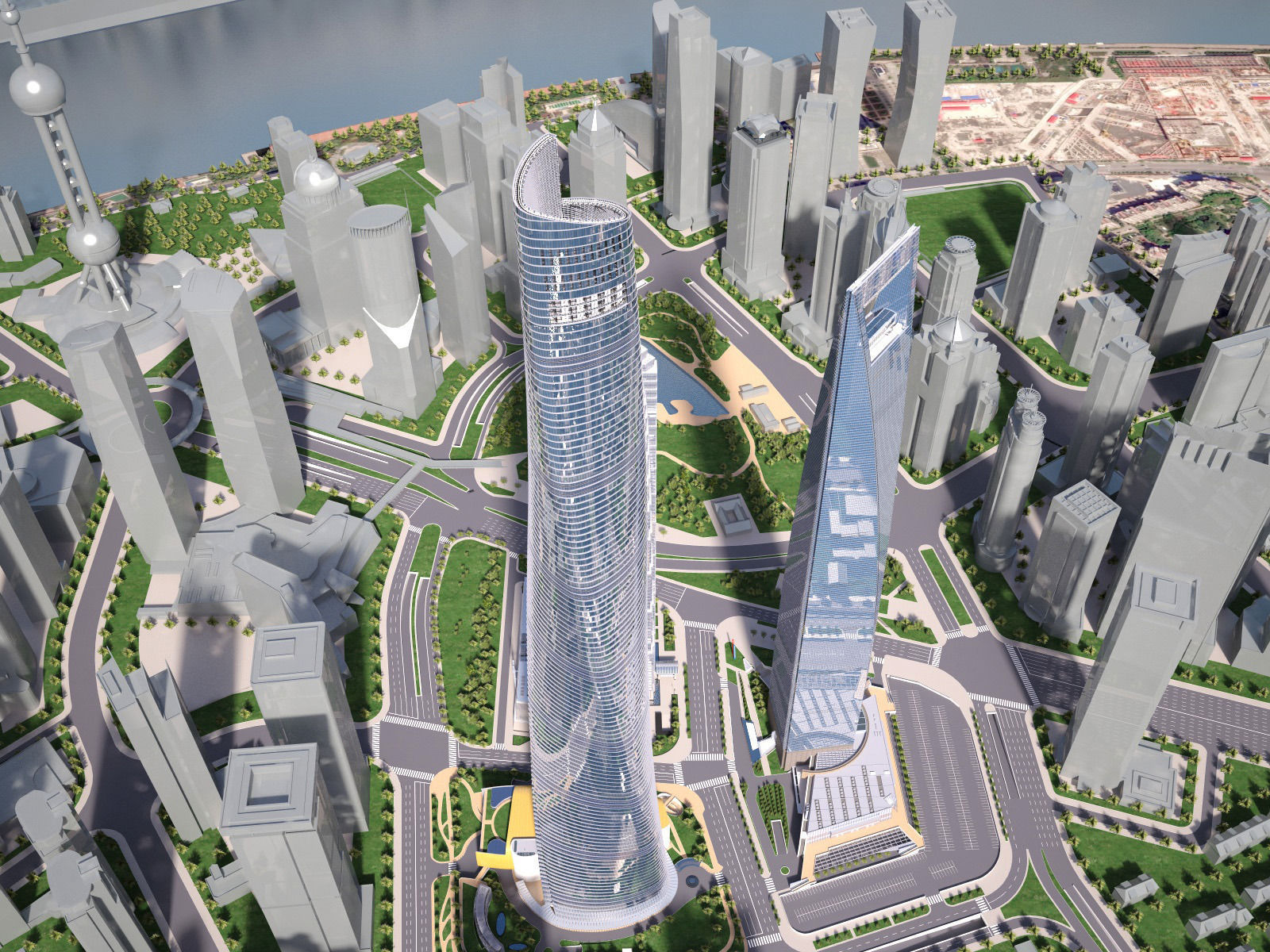 Shanghai Tower Downtown 3D model_3