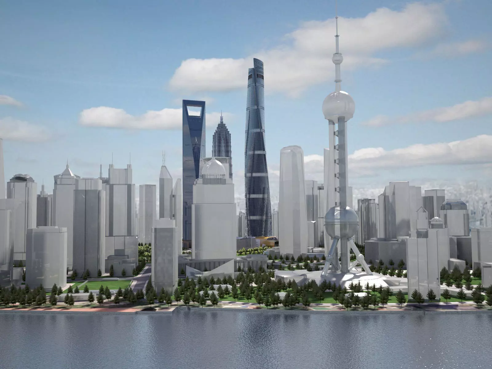 Shanghai Tower Downtown 3D model_0