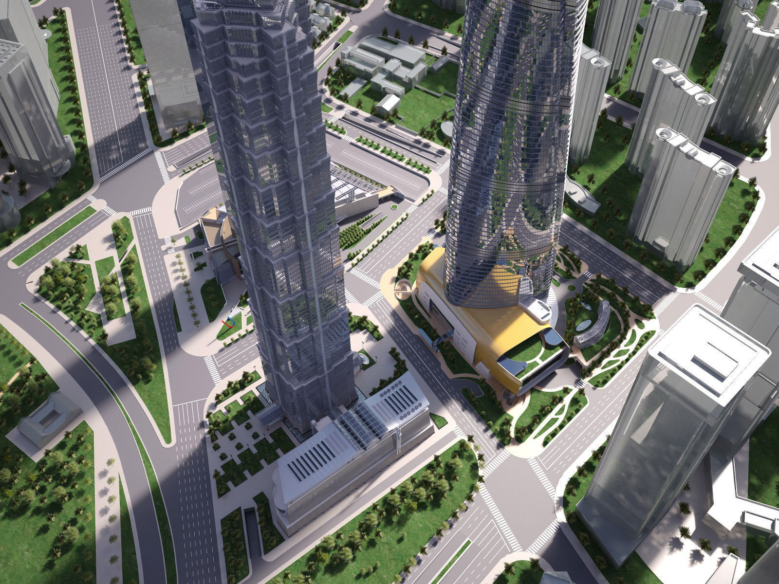Shanghai Tower Downtown 3D model_4