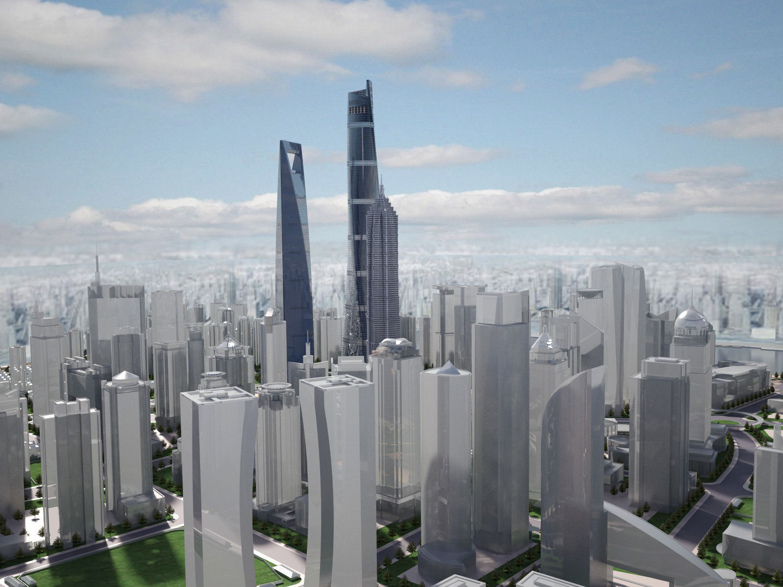 Shanghai Tower Downtown 3D model_1