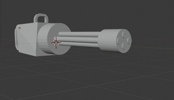 Minigun gun Low-poly 3D model_3