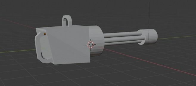 Minigun gun Low-poly 3D model_2