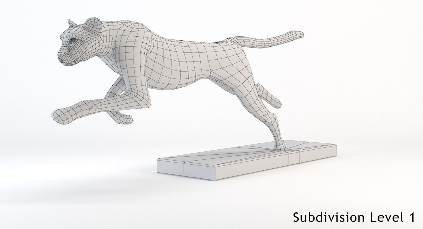 Running Cheetah Sculpture Low-poly 3D model_25