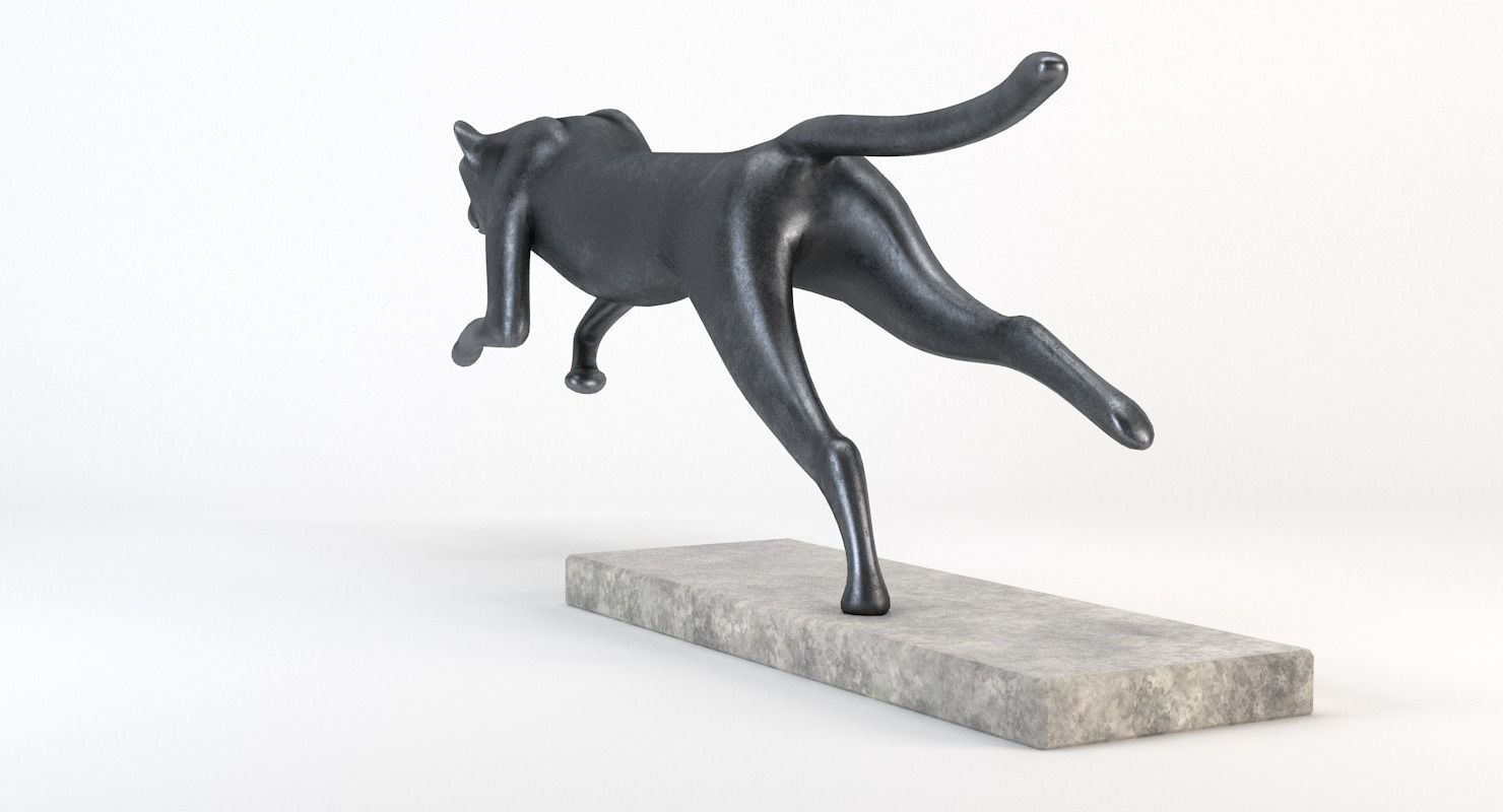 Running Cheetah Sculpture Low-poly 3D model_13