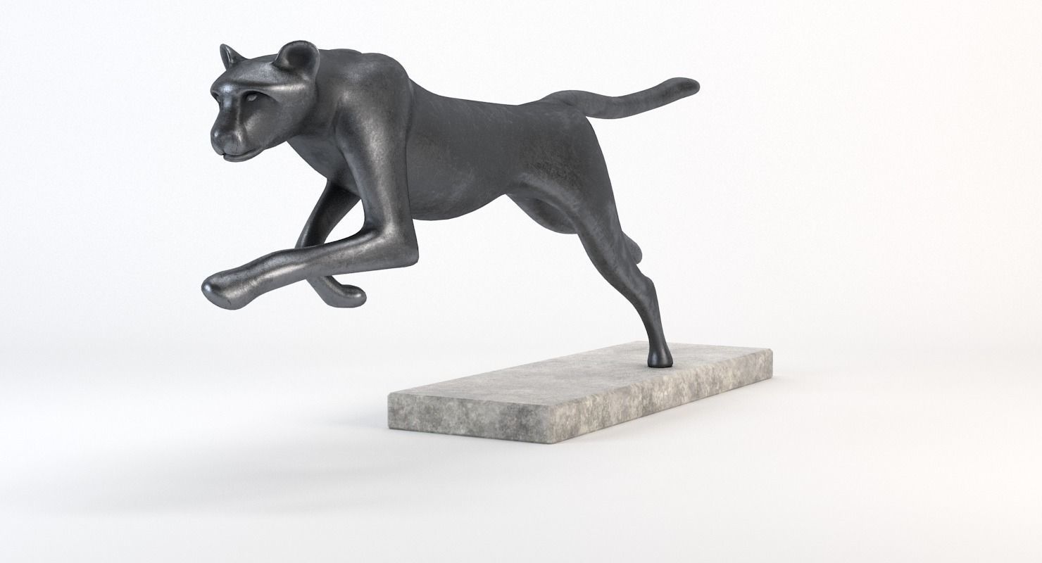 Running Cheetah Sculpture Low-poly 3D model_17