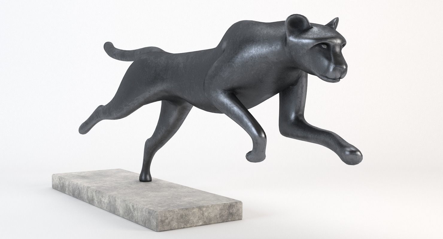 Running Cheetah Sculpture Low-poly 3D model_7