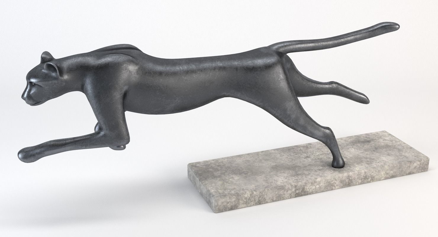 Running Cheetah Sculpture Low-poly 3D model_2