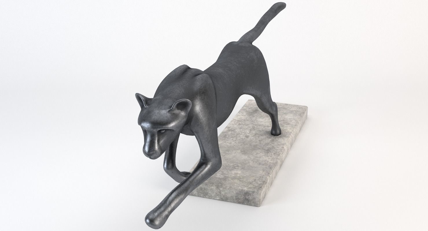 Running Cheetah Sculpture Low-poly 3D model_3