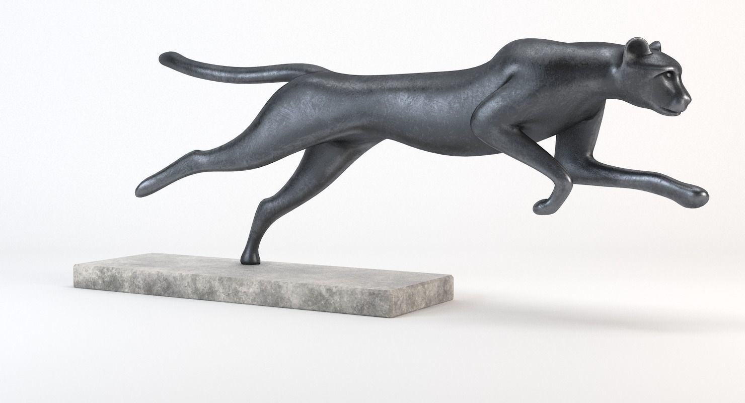 Running Cheetah Sculpture Low-poly 3D model_20