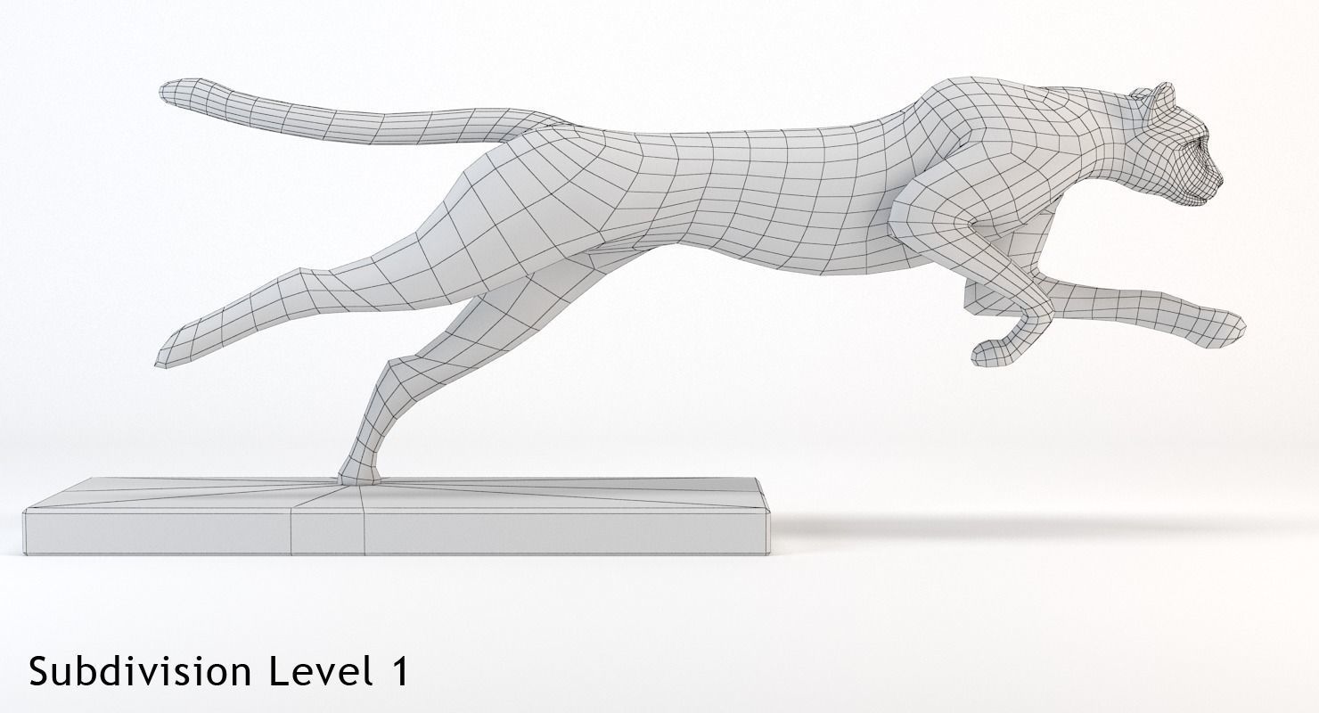 Running Cheetah Sculpture Low-poly 3D model_22