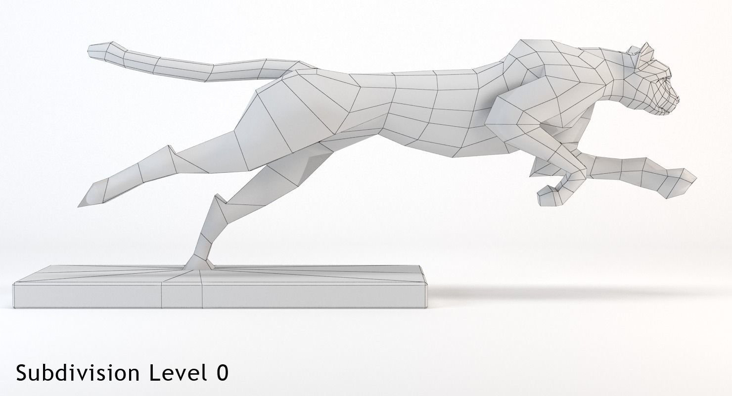 Running Cheetah Sculpture Low-poly 3D model_21