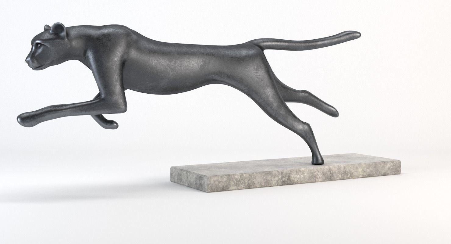 Running Cheetah Sculpture Low-poly 3D model_16