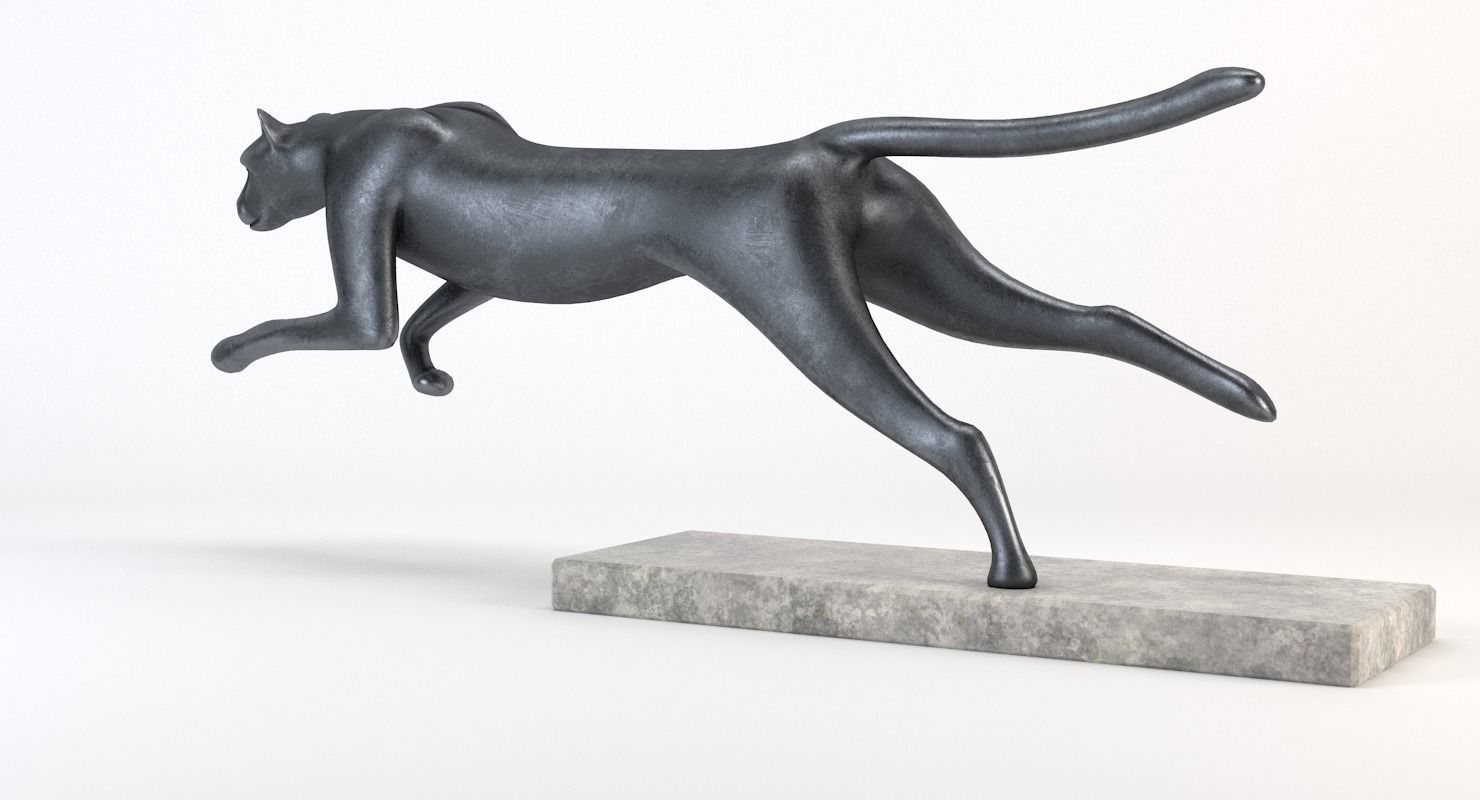 Running Cheetah Sculpture Low-poly 3D model_14