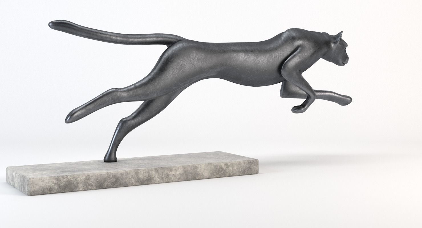 Running Cheetah Sculpture Low-poly 3D model_10