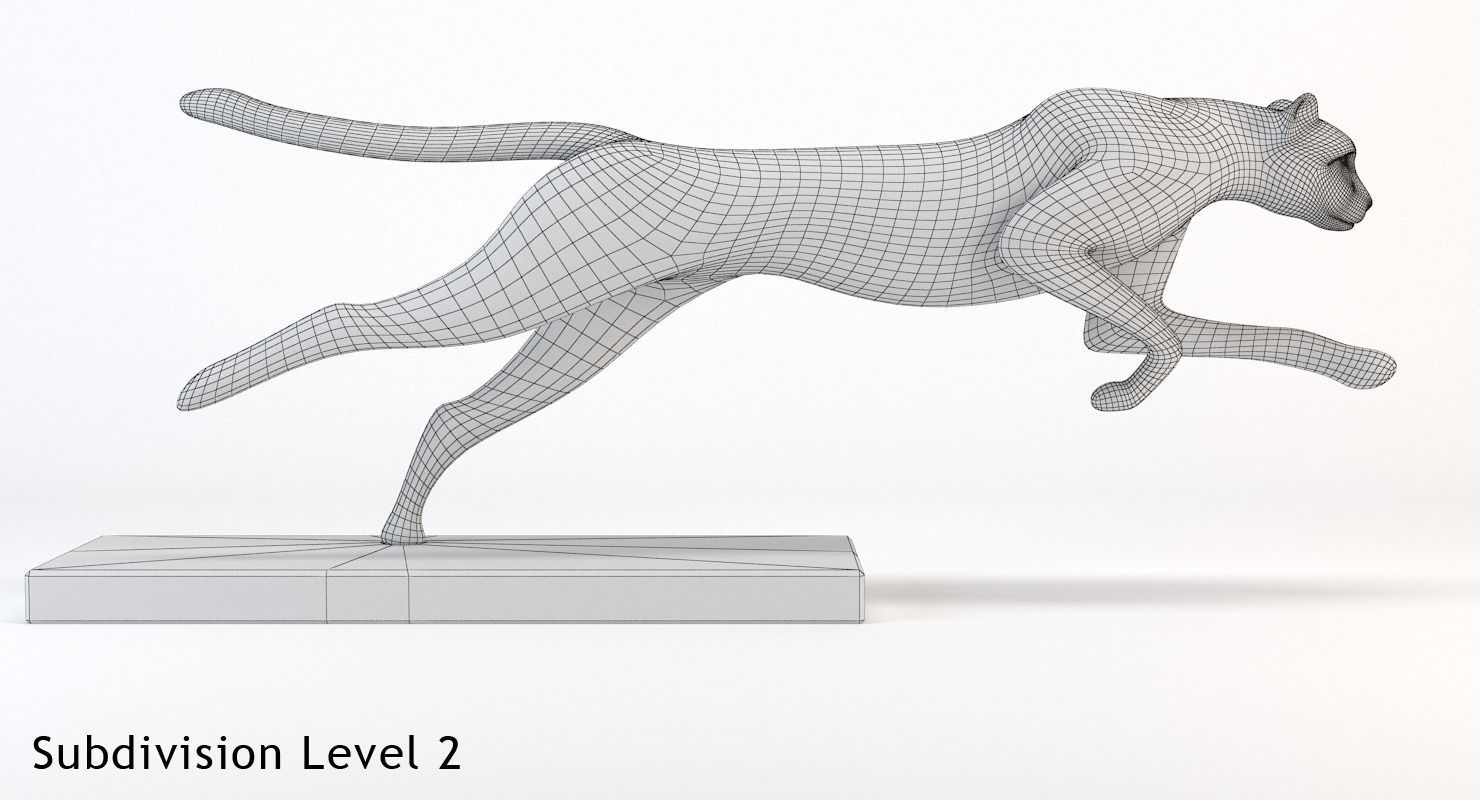 Running Cheetah Sculpture Low-poly 3D model_23