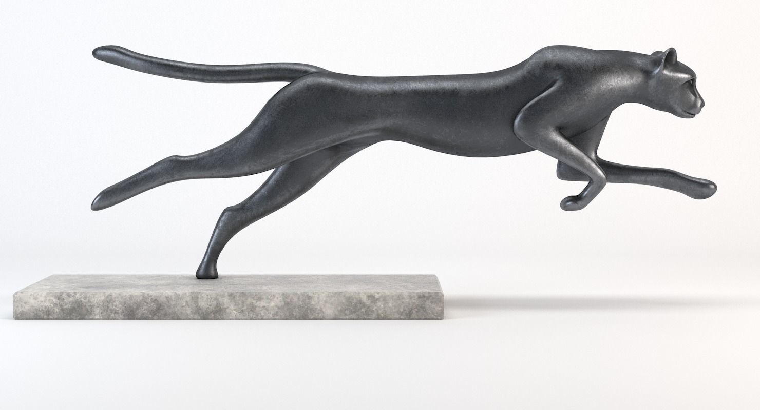 Running Cheetah Sculpture Low-poly 3D model_9