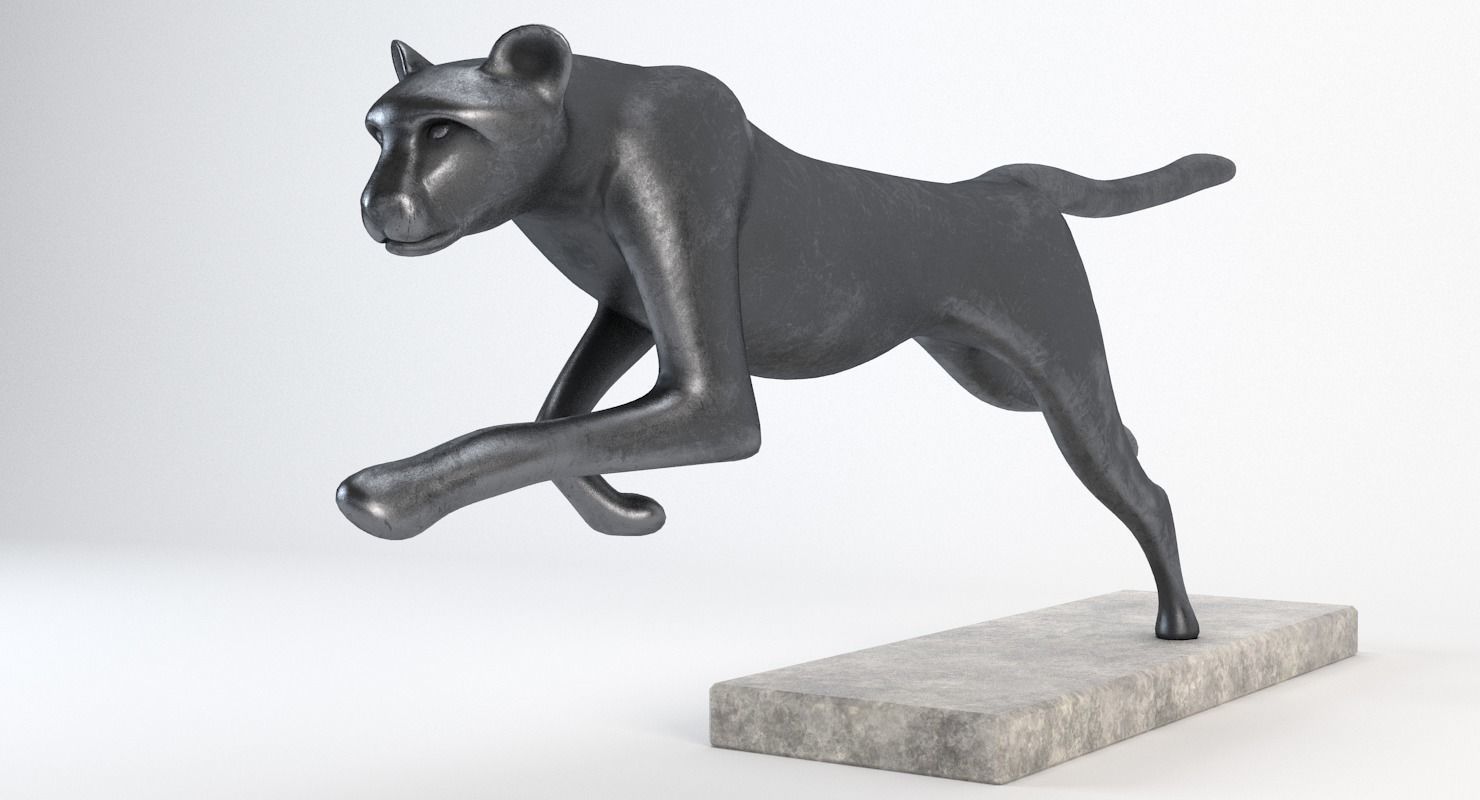 Running Cheetah Sculpture Low-poly 3D model_1