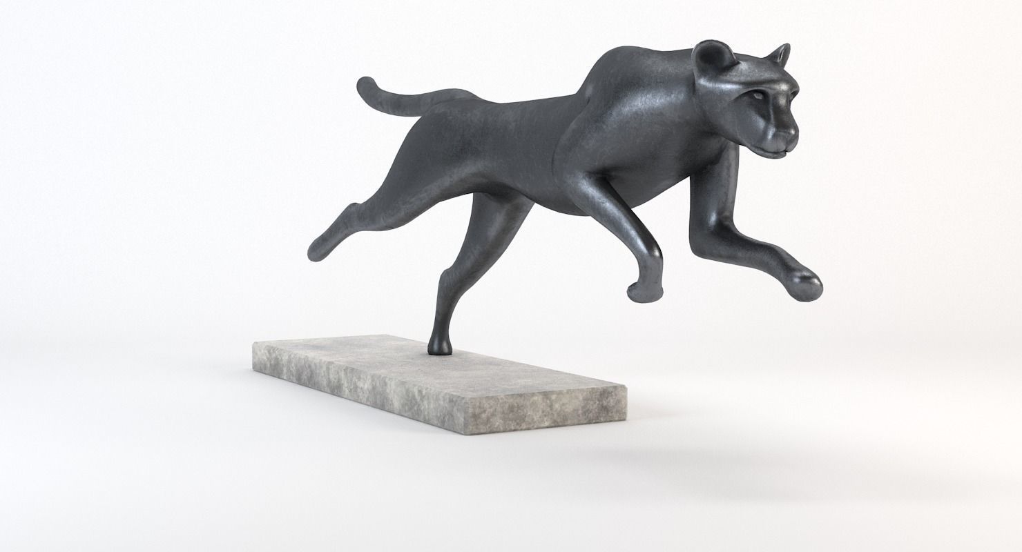 Running Cheetah Sculpture Low-poly 3D model_19