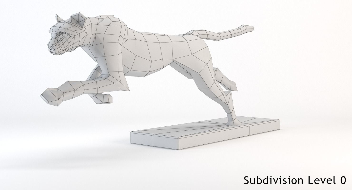 Running Cheetah Sculpture Low-poly 3D model_24