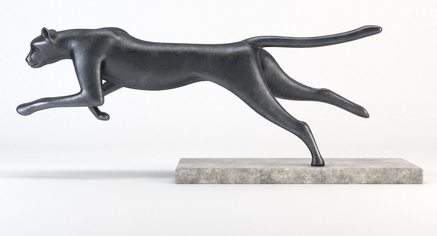 Running Cheetah Sculpture Low-poly 3D model_15