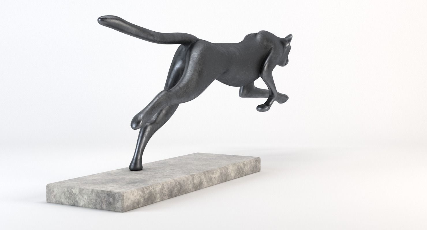 Running Cheetah Sculpture Low-poly 3D model_11