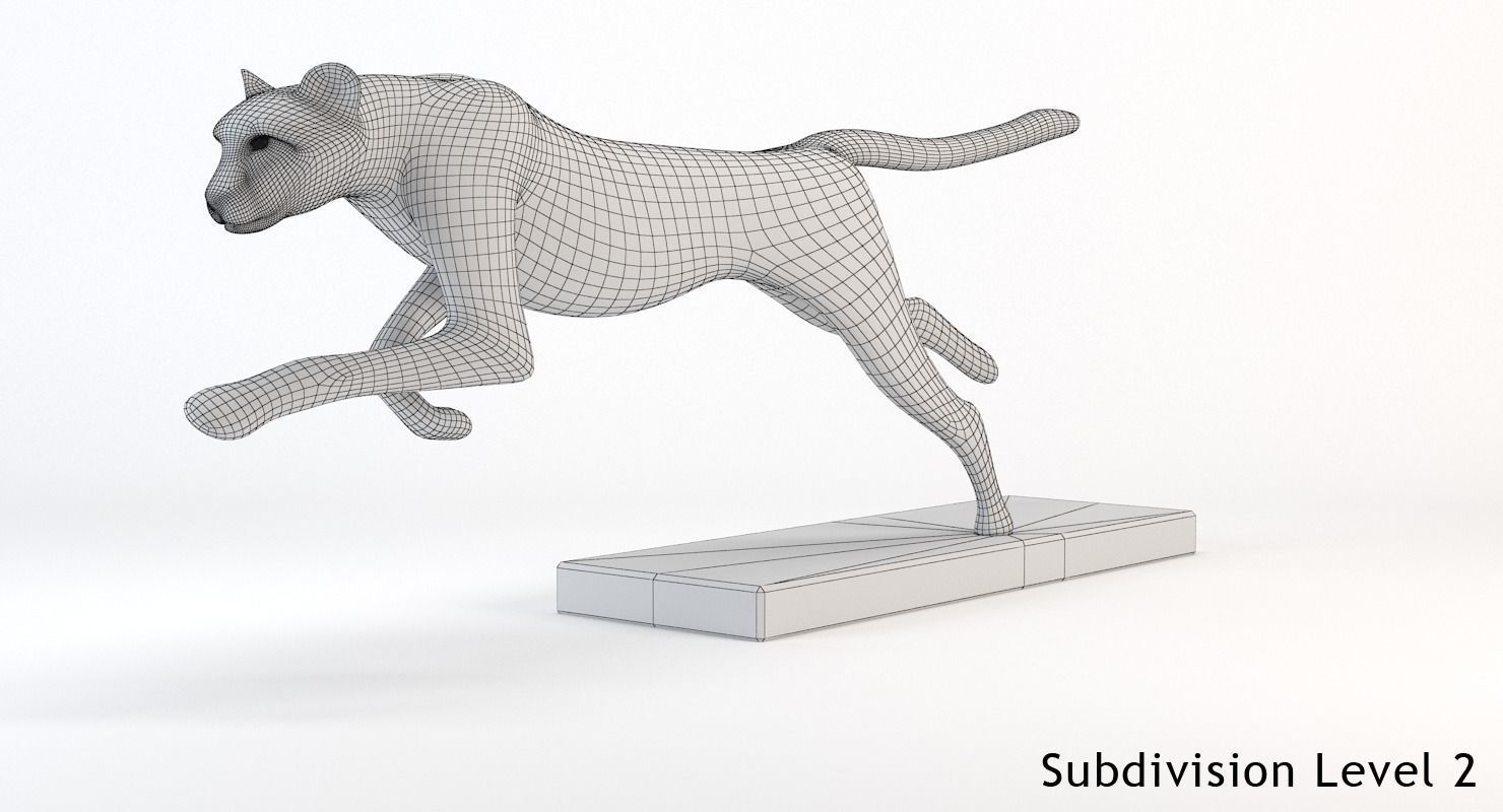 Running Cheetah Sculpture Low-poly 3D model_26