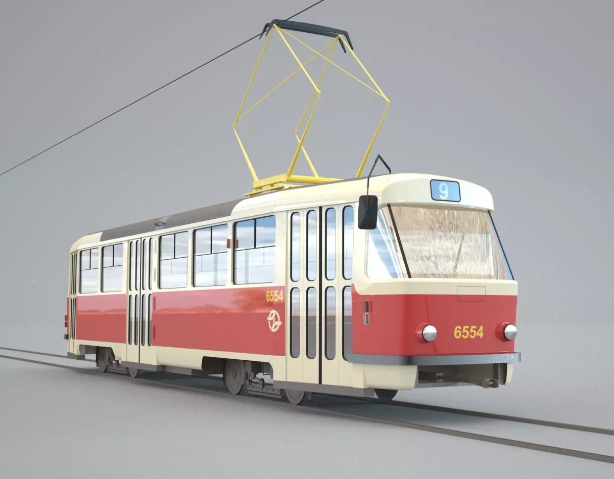 Tram Tatra T3 3D model_0