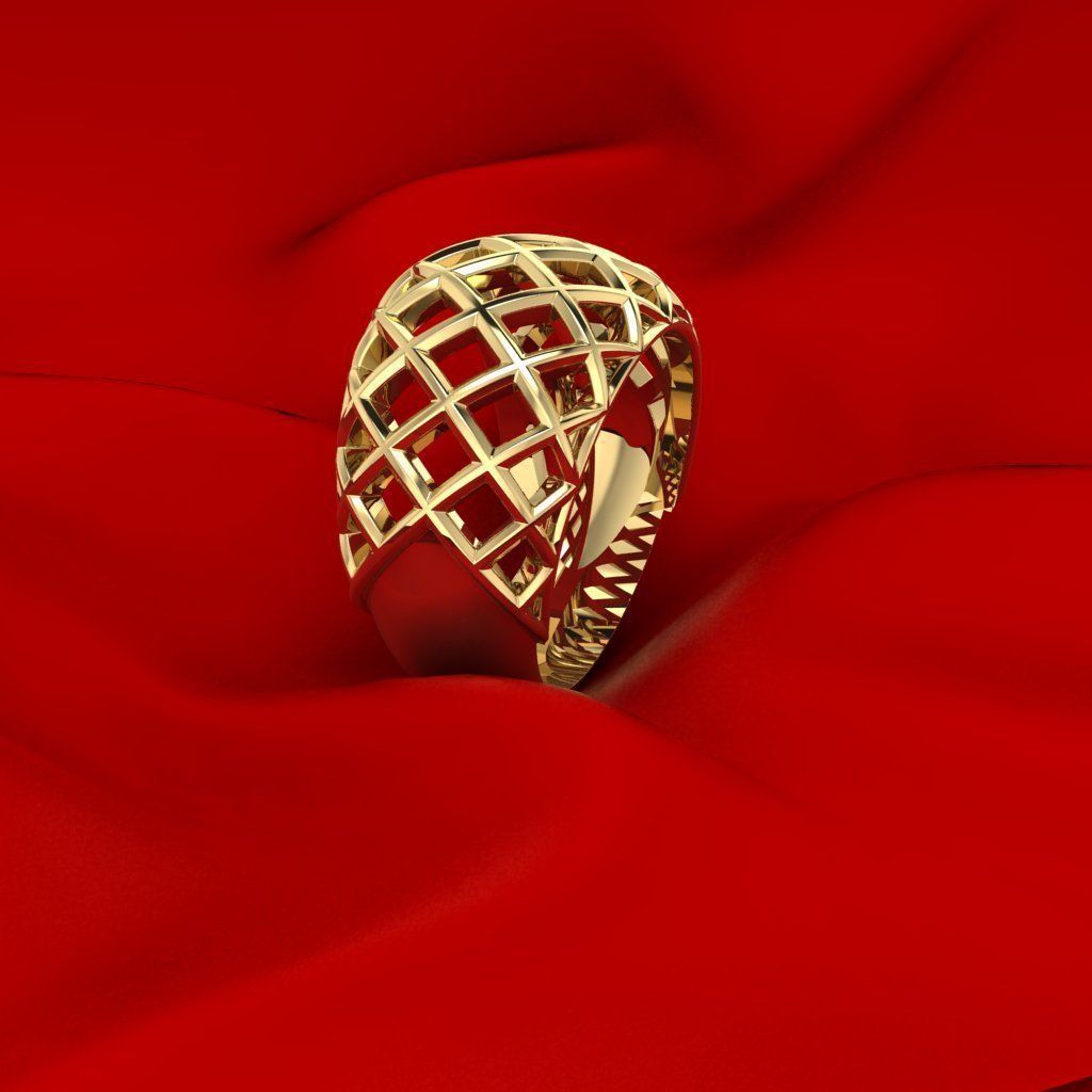 Half Sphere Ring 3D print model_1