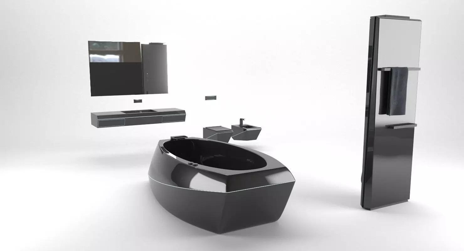 Futuristic Bathroom Furniture Set 3D model