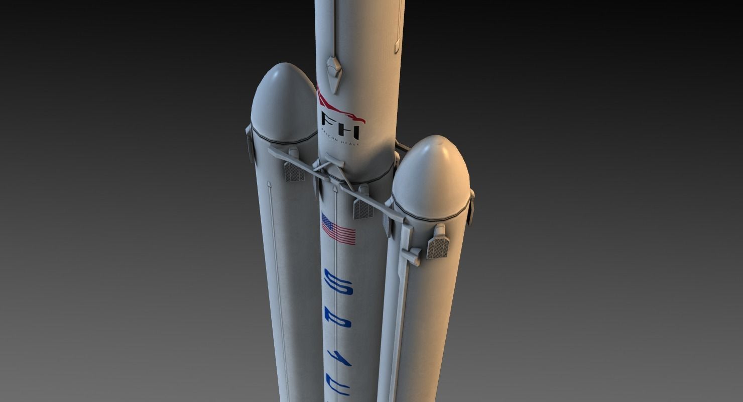SpaceX Falcon Heavy Low-poly 3D model_7
