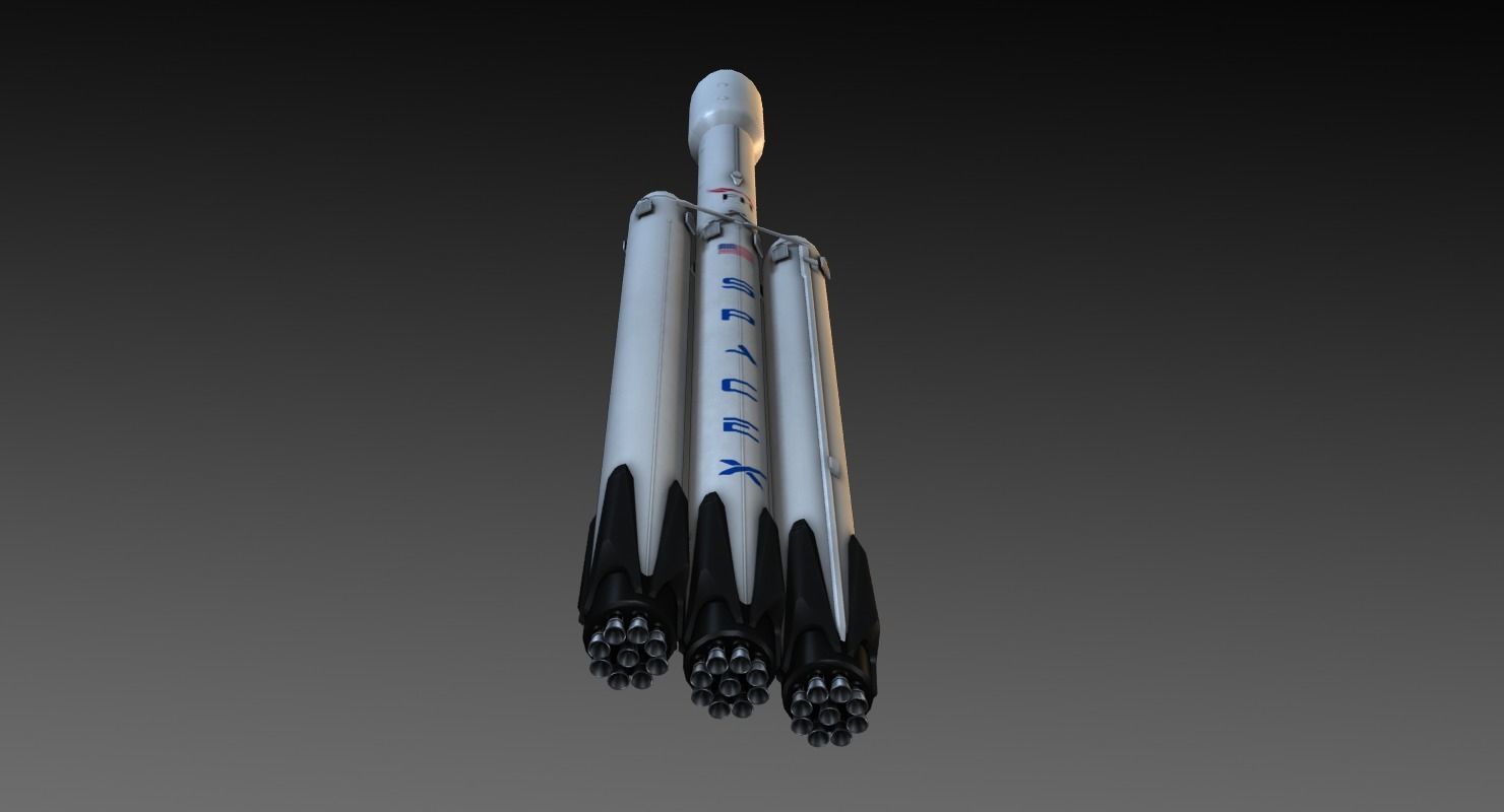 SpaceX Falcon Heavy Low-poly 3D model_8