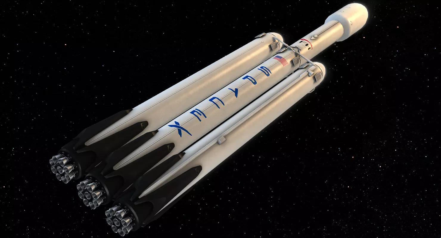 SpaceX Falcon Heavy Low-poly 3D model_0